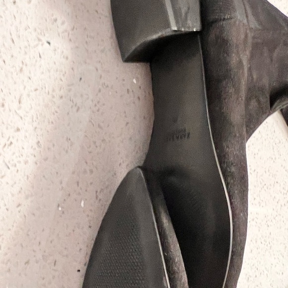 NEW Zara Fabric Tight Fit Over the Knee Tall short / flat Heel Black Boots - Picture 3 of 4